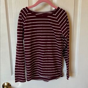 The Children's Place Burgundy and White Striped Long Sleeve Tee